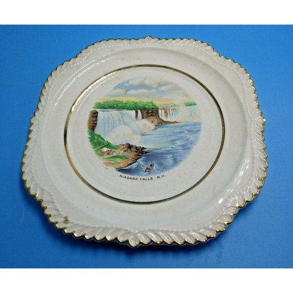 Niagara Falls New York Collectible Souvenir Plate Gold Trimmed - Picture 1 of 6